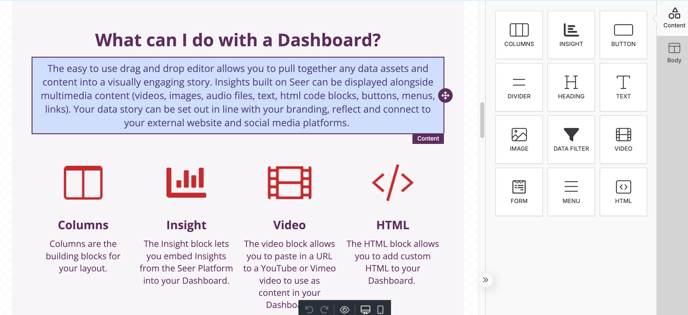 What can I do with a dashboard